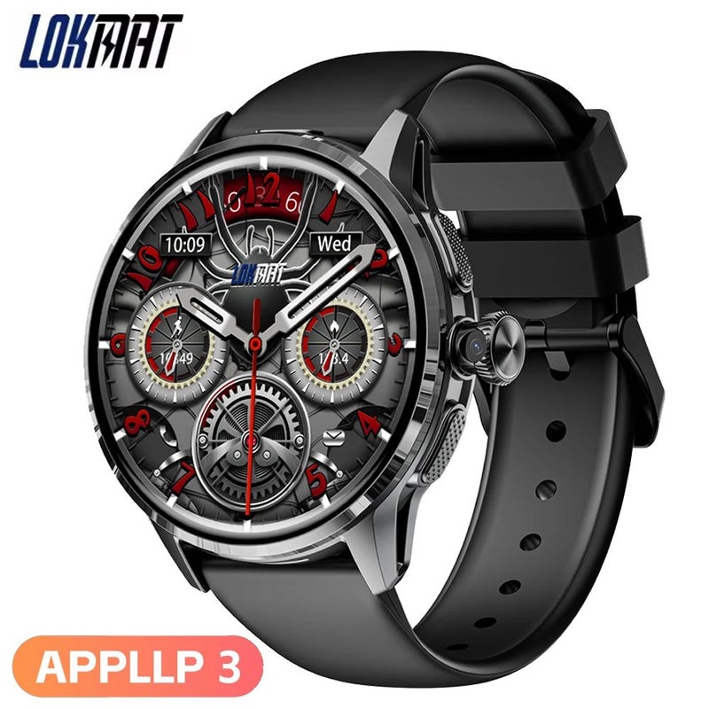 Lokmat Appllp 3 4G Smartwatch, 190-Degree Retractable Camera, Sc8541e Quad-Core, 3+32gb, Black - Image 1