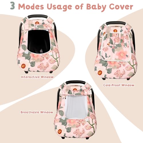 TANOFAR Car Seat Cover Baby Winter Carseat Cover for Newborn Infant Car Seat Cover with Windproof and KickProof Super Warm Plush Fleece Baby Carrier Cover for Infant Boys Girls Floral - Image 3