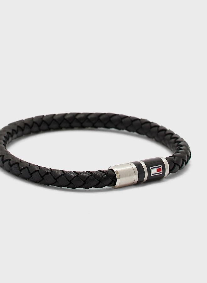 TOMMY HILFIGER Mens Braided Leather Bracelet Black - 2790293 - Image 3
