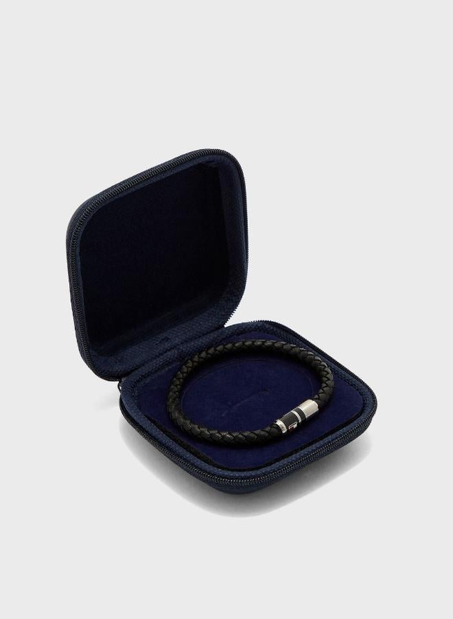 TOMMY HILFIGER Mens Braided Leather Bracelet Black - 2790293 - Image 4