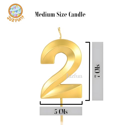 Juzfun Number Candles 7 for Birthday Cake Decoration Seventh Year Wedding Anniversary Party Metallic Gold Colour Size : Width 3.5 x Height 5 CM - Image 2