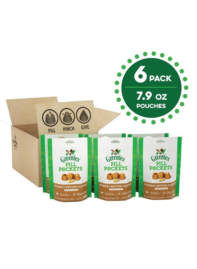 Greenies Greenies Pill Pockets for Dogs Capsule Size Natural Soft Dog Treats with Real Peanut Butter, (6) 7.9 oz. Packs (180 Treats)  - Image 2