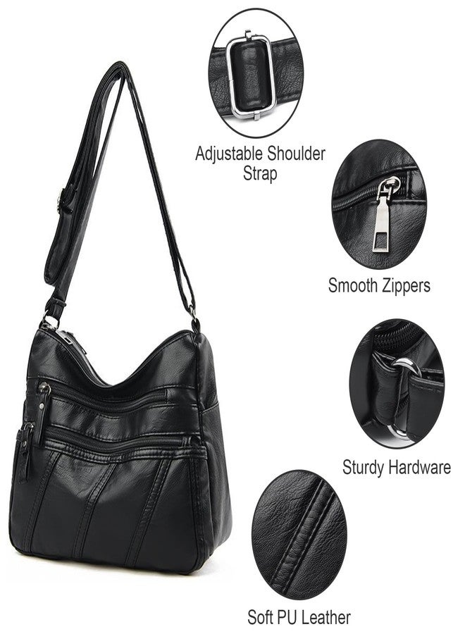 LassZone Women Crossbody Shoulder Bag Soft PU Leather Handbags Multi-Pocket Casual Messenger Bag Waterproof Travel Purse for Ladies - Image 5