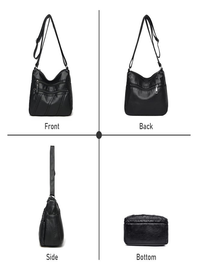 LassZone Women Crossbody Shoulder Bag Soft PU Leather Handbags Multi-Pocket Casual Messenger Bag Waterproof Travel Purse for Ladies - Image 3