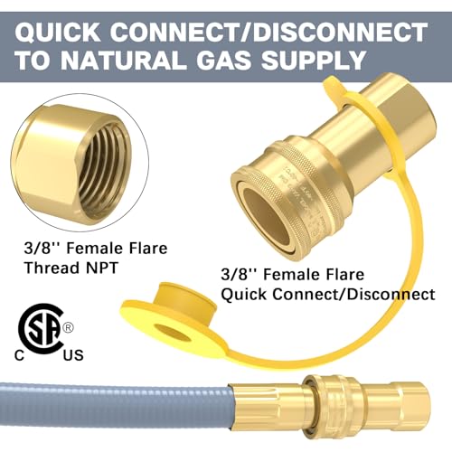 GardenNow 18FT 3/8" Natural Gas Hose, Low Pressure LPG Hose with Quick Connect, For 5249 Blackstone Griddle Weber, Char-Broil,Pizza Oven, Patio Heater and More NG Appliance Propane to Natural Gas Conversion Kit - Image 2