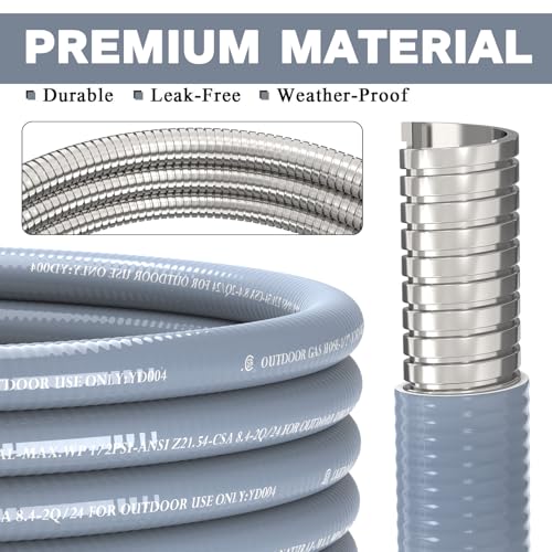 GardenNow 18FT 3/8" Natural Gas Hose, Low Pressure LPG Hose with Quick Connect, For 5249 Blackstone Griddle Weber, Char-Broil,Pizza Oven, Patio Heater and More NG Appliance Propane to Natural Gas Conversion Kit - Image 3