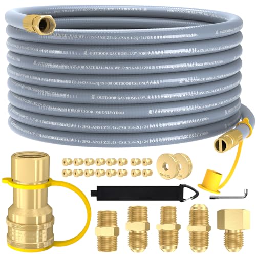 GardenNow 18FT 3/8" Natural Gas Hose, Low Pressure LPG Hose with Quick Connect, For 5249 Blackstone Griddle Weber, Char-Broil,Pizza Oven, Patio Heater and More NG Appliance Propane to Natural Gas Conversion Kit - Image 1