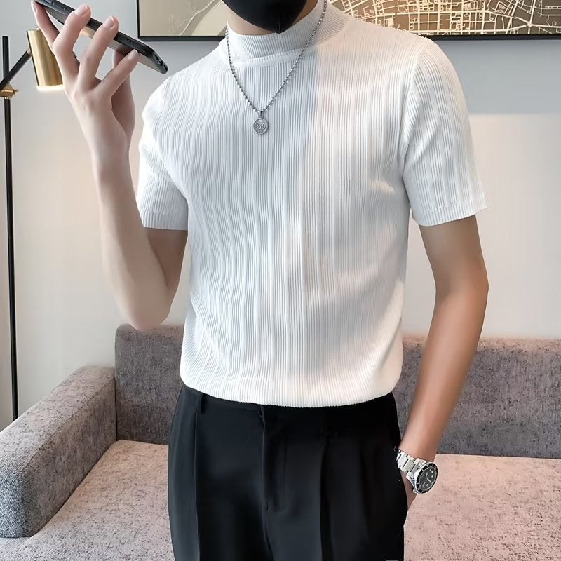 Fashion Slim-Fit All-Match Pullover Men'S 2023 New Round Neck Ice Silk Short-Sleeved T-Shirt Summer Casual Youth Knitwear - Image 5