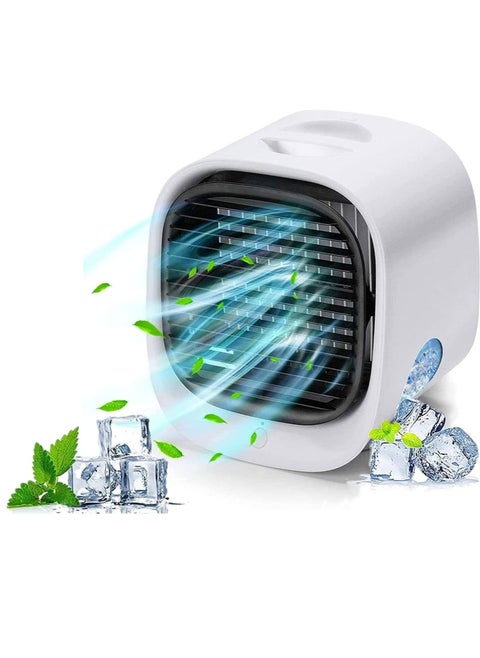 مكيف الهواء المحمول، USB مزود بمروحة تبريد الهواء، 300 ML مكيف هواء صغير مع 3 أوضاع سريعة، مروحة مكتب مع 7 مصابيح LED ملونة، مع فلتر الهواء للمنزل، غرفة النوم، المكتب، القسم