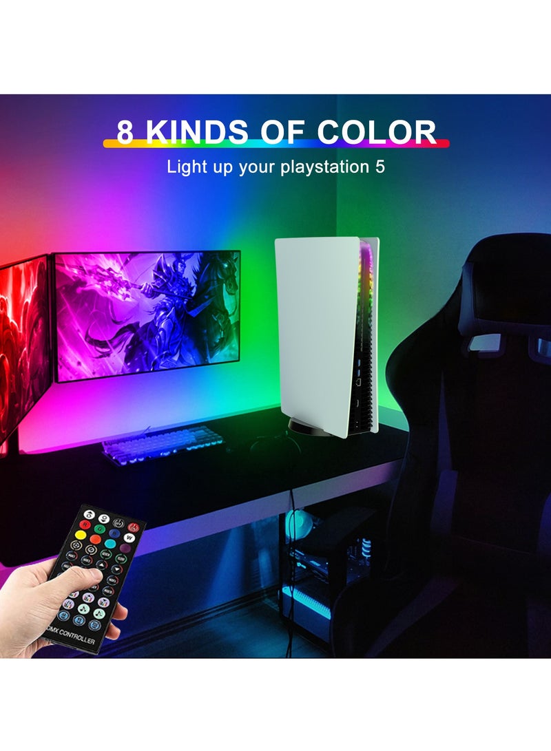 PS5 Slim Console Decorative Lights Seven Colors Colorful Luminous Atmosphere Marquee Ring Bar Remote Control Gaming Accessories - Image 5