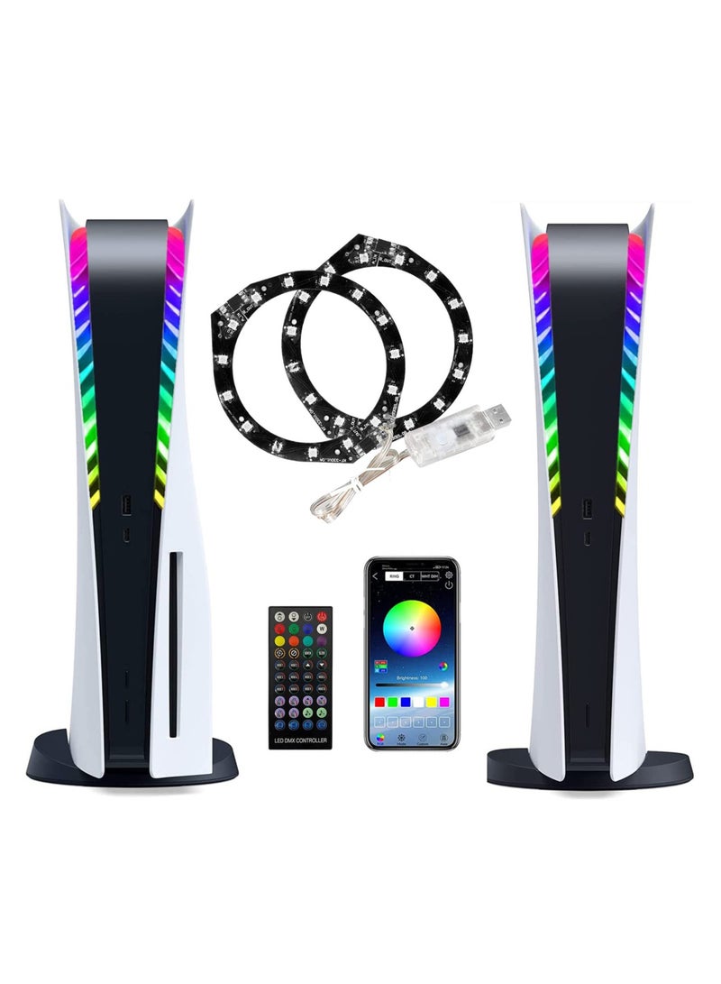 PS5 Slim Console Decorative Lights Seven Colors Colorful Luminous Atmosphere Marquee Ring Bar Remote Control Gaming Accessories - Image 1