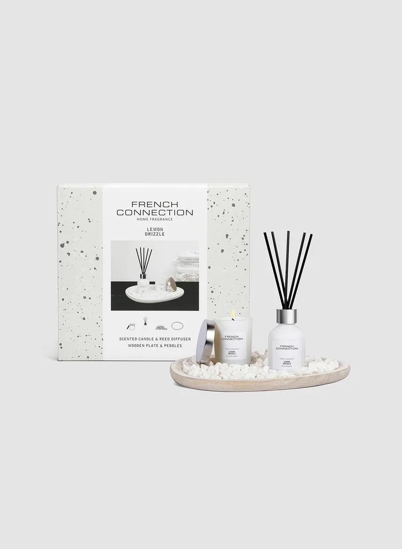 فرنش كونكشن طقم هدايا شمعة وناشر برائحة الليمون - صغير