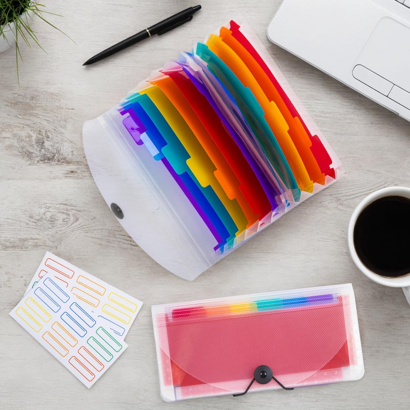 RIEJIN 13 Pocket A6 Receipt Organizer, 2 Pack Small Accordion File Organizer, Coupon Organizer with Labels - Clear - Image 5