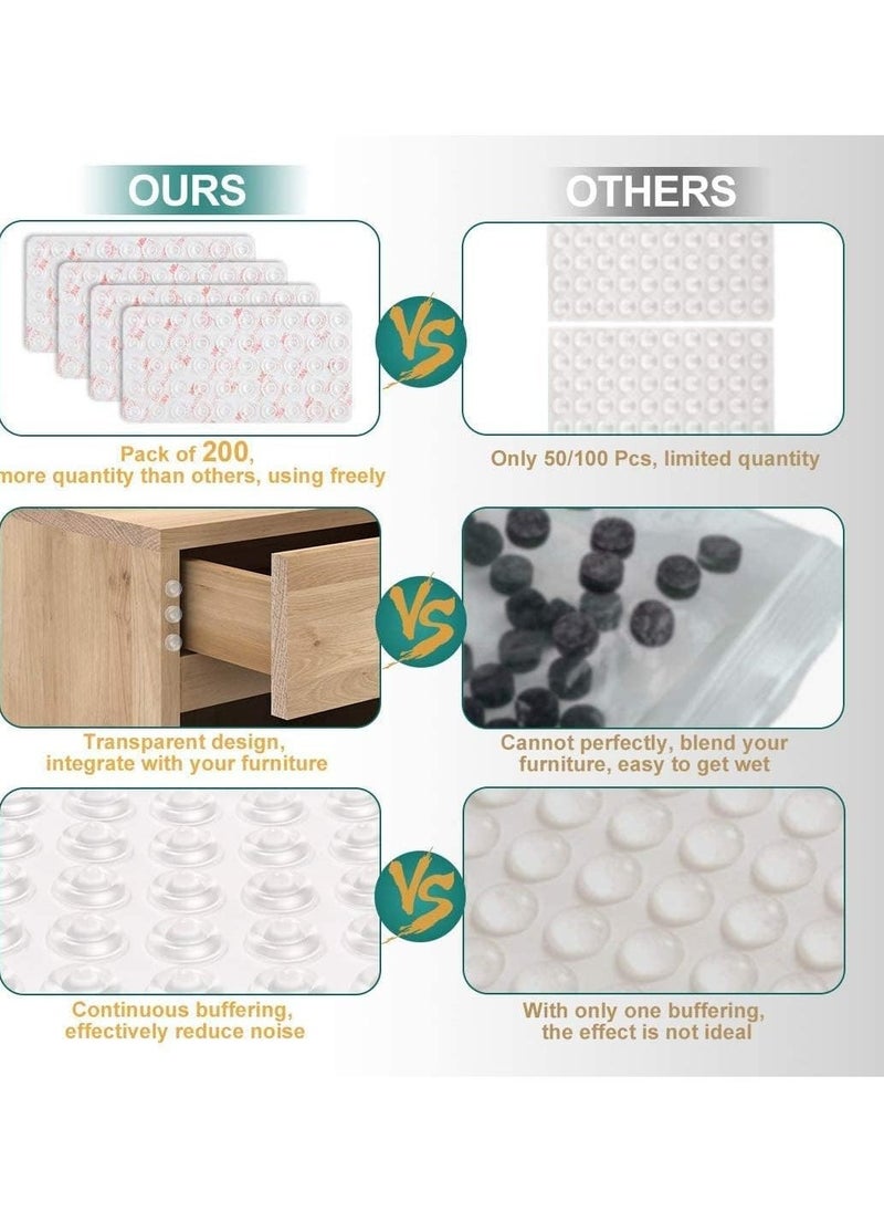 Generic - 200Pcs Cabinet Door Bumpers Self Adhesive Bumpers Pads Sound Dampening Circular Dots Cupboard Bumpers Clear Soft Rubber Bumpers Pads for Drawers Table Tops Laptop - Image 1