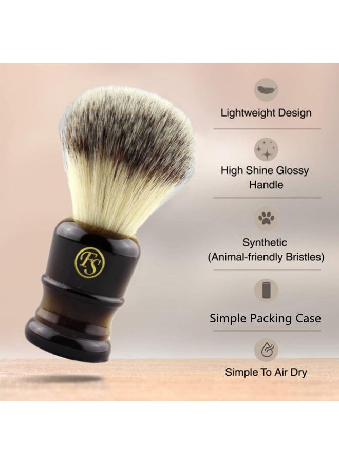 Frank FS shaving - Shaving Brush for Men, Extra Density Chrome Synthetic Best Brush with Classic Black Handle Knot 24mm Shaving Hair Salon Tool Gifts for Fathers Day - Image 1
