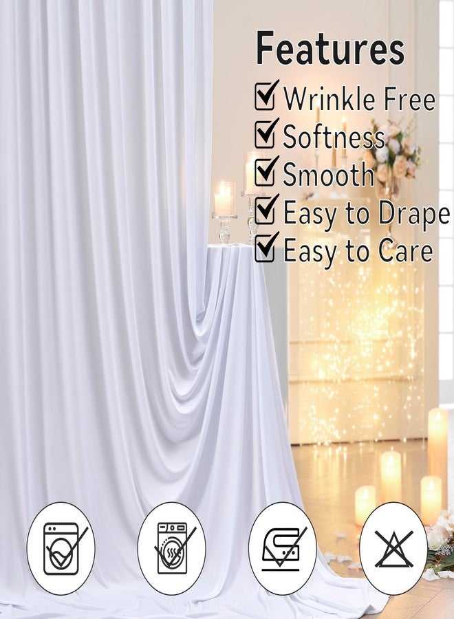 NSSONBEN 20×12ft White Wrinkle Free Backdrop Curtain, Soft Silky Easy to Drape Wedding Drapes for Backdrop, 4 Panels 12 ft Long Backdrop Curtains for Parties Birthday Baby Shower Photo Photography Background - Image 3
