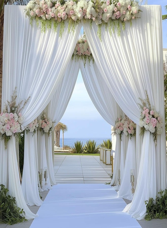 NSSONBEN 20×12ft White Wrinkle Free Backdrop Curtain, Soft Silky Easy to Drape Wedding Drapes for Backdrop, 4 Panels 12 ft Long Backdrop Curtains for Parties Birthday Baby Shower Photo Photography Background - Image 2