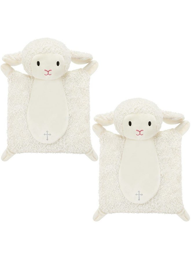 Panelee - 2 Pcs Baptism Gifts Baby Blessings Lamb Security Blanket For First Communion Christening Baby Baptism Gifts Baby Showers - Image 1