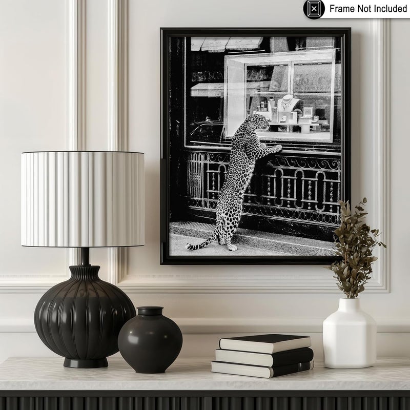 Poster Master Panther in the Jewelry Shop Poster - Cheetah Print - Fashion Art - Black & White Art - Photography Art - Trendy Art - Modern Art - Chic Bedroom or Office Decor - 11x14 UNFRAMED Wall Art - Image 3