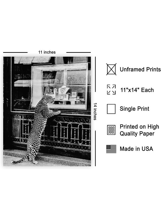 Poster Master Panther in the Jewelry Shop Poster - Cheetah Print - Fashion Art - Black & White Art - Photography Art - Trendy Art - Modern Art - Chic Bedroom or Office Decor - 11x14 UNFRAMED Wall Art - Image 2