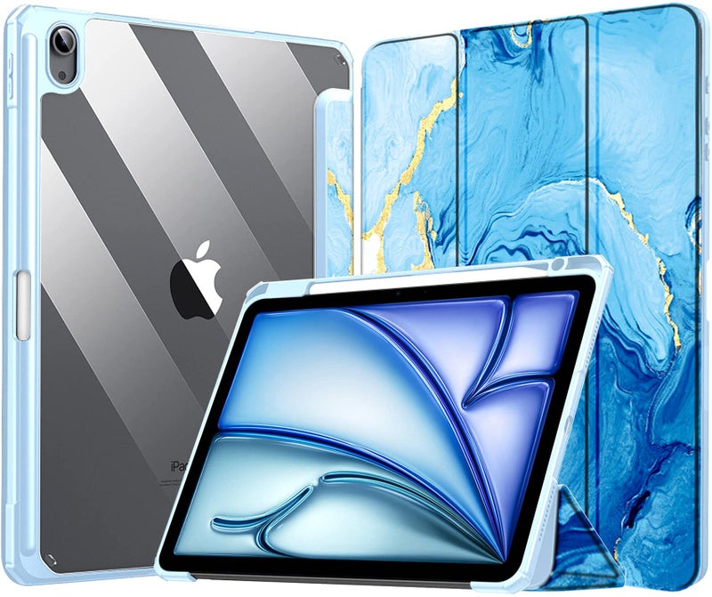 Robustrion Case Cover for iPad Air 11 Inch Cover M4 / M3 / M2 / iPad Air 5th Generation/Air 4th Gen Hybrid Case with [Pencil Holder] for iPad Air 11 inch M4 / M3 / M2 /Air 4th 5th Gen - Ocean Blue - Image 1