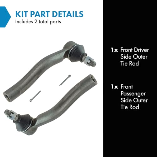 TRQ Front Outer Tie Rod Set Compatible with 2012-2019 Toyota Prius C 2007-2014 Yaris - Image 2