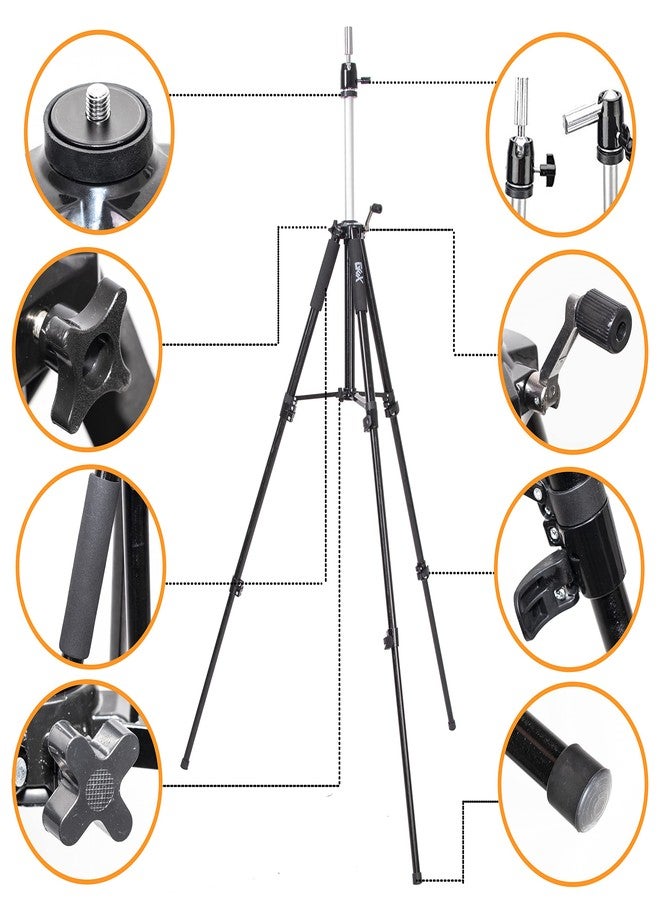 GEXWORLDWIDE GEX 63" Heavy Duty Mannequin Tripod Stand for Wig Cosmetology Training Practice Doll Manikin Head Tripod Wig Stand With Travel Bag (Black) - Image 2