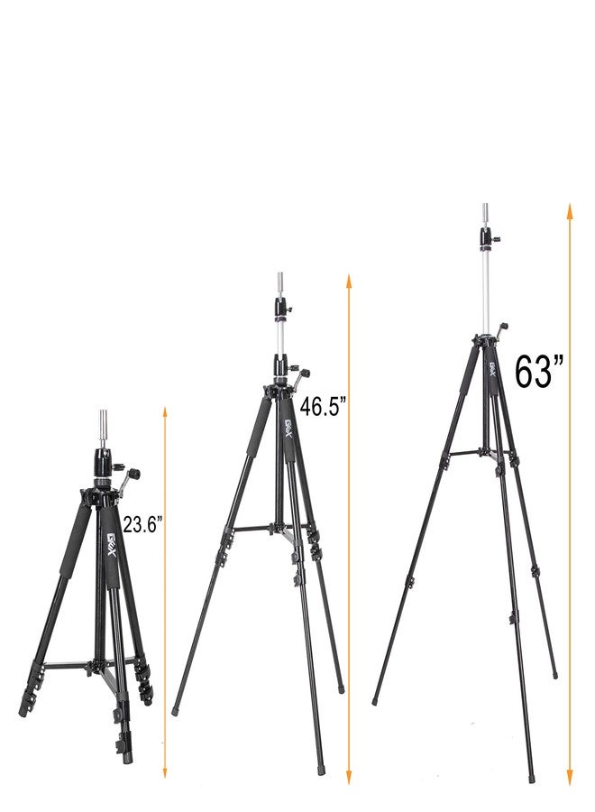 GEXWORLDWIDE GEX 63" Heavy Duty Mannequin Tripod Stand for Wig Cosmetology Training Practice Doll Manikin Head Tripod Wig Stand With Travel Bag (Black) - Image 3