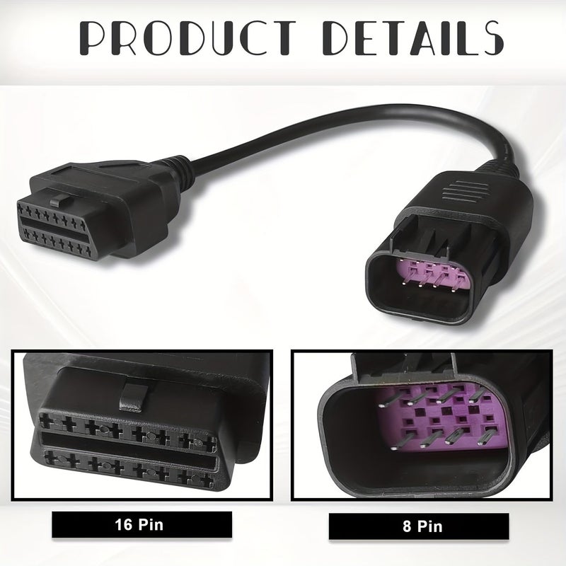 كابل محول تشخيص OBD2 من 8 سنن ذكر إلى 16 سنن لدراجات Polaris النارية ومركبات ATV وSlingshot وRZR ذات 8 سنن بدون بطارية - Image 3