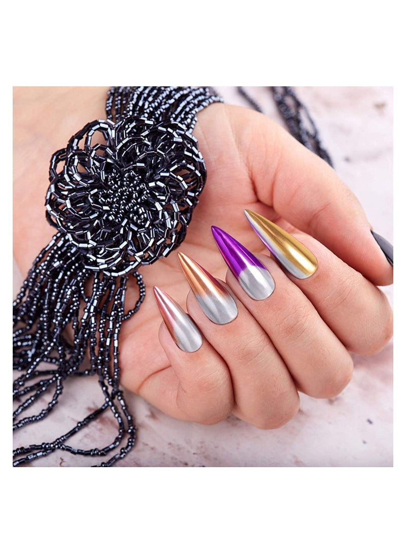 Y&D Chrome Nail Powder Metallic Mirror Effect Holographic Aurora Chameleon Pigment for Art Gel Polish Mermaid Unicorn Dipping 6 Boxes with Pcs Eyeshadow Sticks  - Image 4