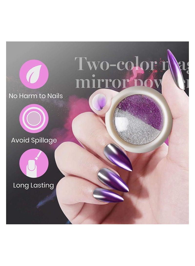 Y&D Chrome Nail Powder Metallic Mirror Effect Holographic Aurora Chameleon Pigment for Art Gel Polish Mermaid Unicorn Dipping 6 Boxes with Pcs Eyeshadow Sticks  - Image 3