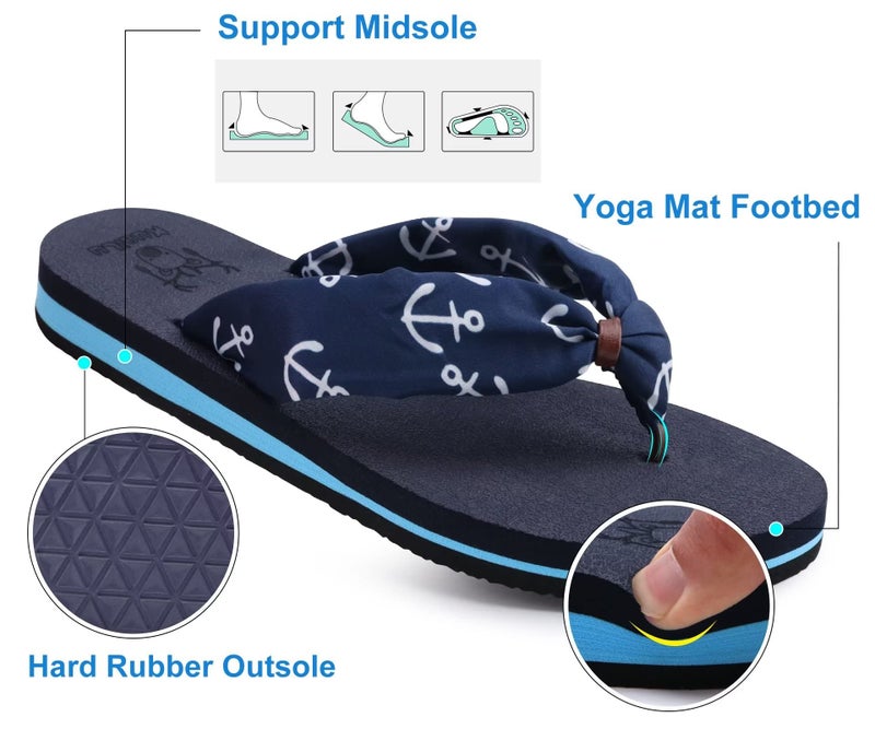 KuaiLu Flip Flops Women Yoga Foam Ladies Comfort Arch Support Summer Beach Casual Thong Sandals Silk blue Size 9 - Image 5
