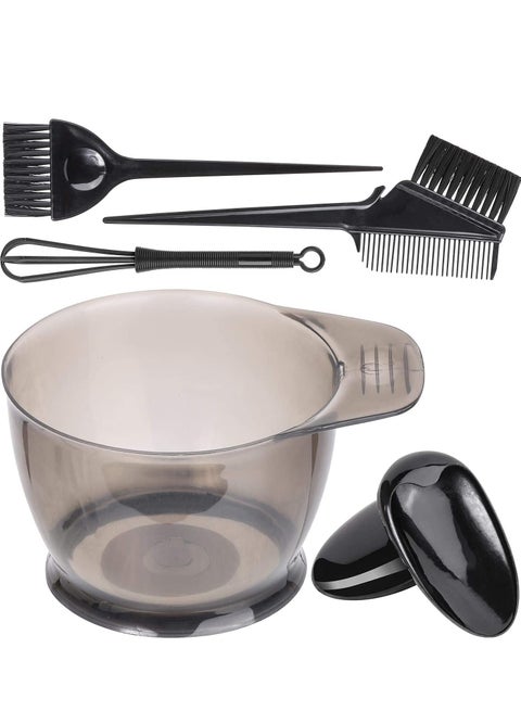 مجموعة صبغ الشعر الأسود المكونة من 5 قطع مع فرشاة تصفيف الشعر ووعاء الصالون الشفاف