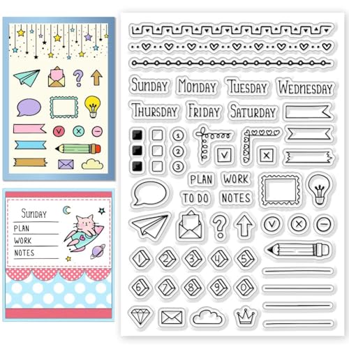 CHGCRAFT Diary Line Clear Stamps Calendar Diary Decorations Transparent Silicone Stamps for Card Making Silicone Clear Stamp Seals for Cards Stamps Making DIY Scrapbooking Photo Journal Album - Image 1