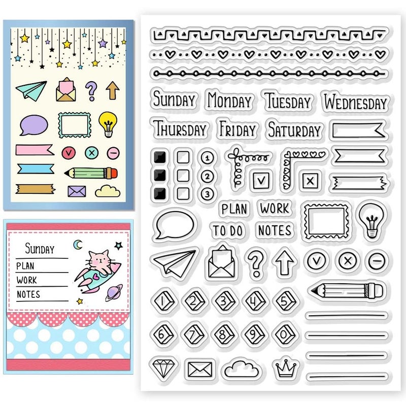 CHGCRAFT Diary Line Clear Stamps Calendar Diary Decorations Transparent Silicone Stamps for Card Making Silicone Clear Stamp Seals for Cards Stamps Making DIY Scrapbooking Photo Journal Album - Image 3
