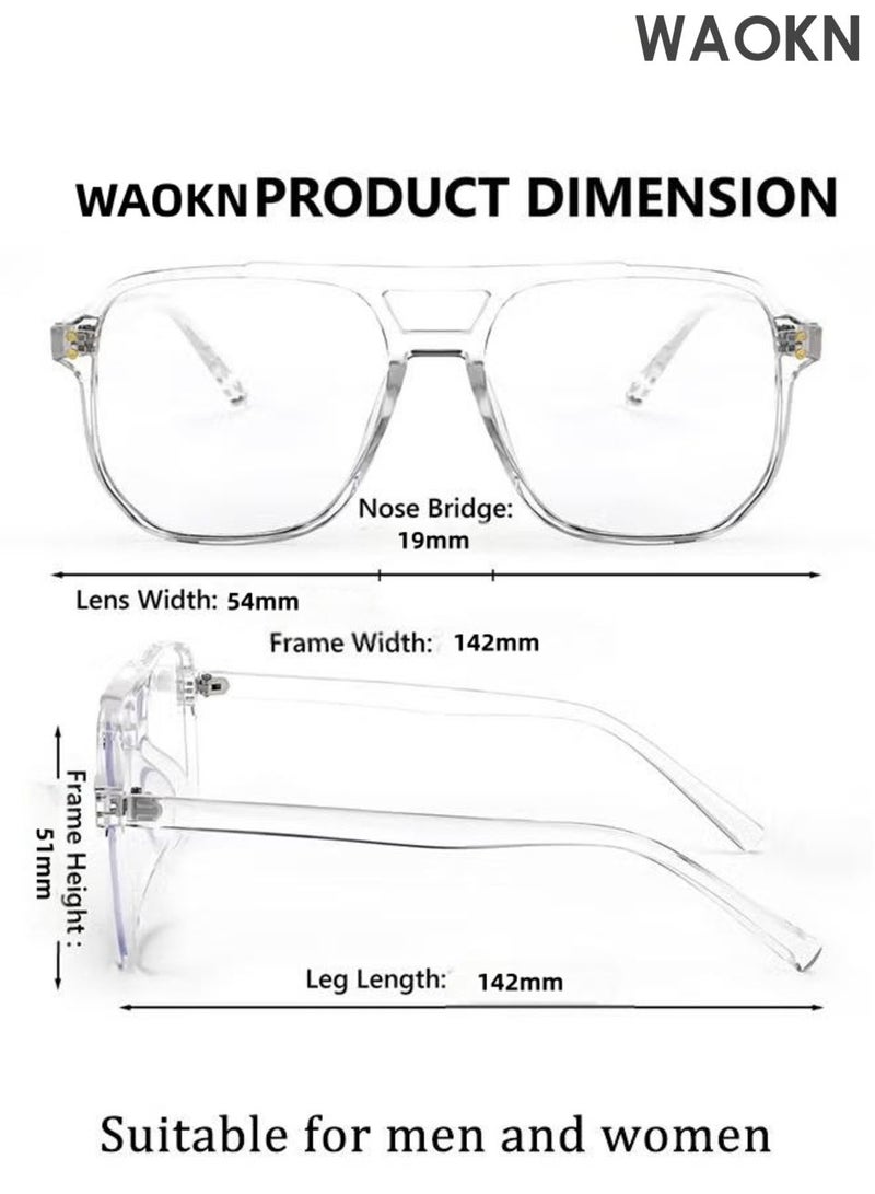 WAOKN Blue Light Glasses for Men Women Clear Lens Eyeglasses, Aviator Frame Eye Glasses ,Blue Light Blocking UV Protection for Reading Gaming Computer TV Phone Glasses , PC material eyeglass frame,Unisex，transparent. - Image 4