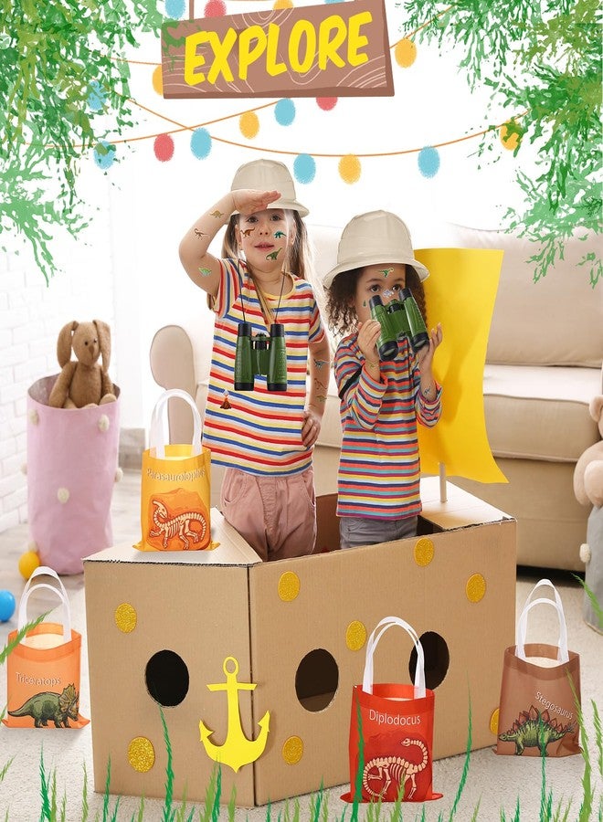 Haysandy 48 Pcs Kids Explorer Costume Set Include Plastic Kids Safari Hat Dinosaur Tote Bag Adventure Binoculars Dinosaur Stickers Jungle Party Supplies Favors for Outdoor Halloween Costume Activity - Image 4