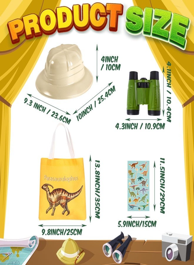 Haysandy 48 Pcs Kids Explorer Costume Set Include Plastic Kids Safari Hat Dinosaur Tote Bag Adventure Binoculars Dinosaur Stickers Jungle Party Supplies Favors for Outdoor Halloween Costume Activity - Image 2
