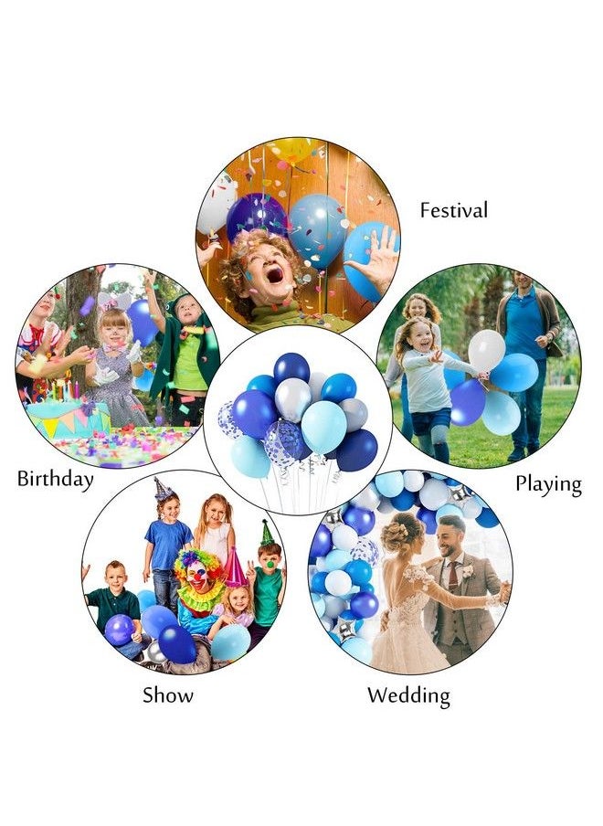 Amandir Navy Blue Balloons Arch Garland Kit, 144Pcs Royal Light Blue Confetti Silver Star Foil Balloons For Blue Boys Birthday Baby Shower Wedding Party Decorations Supplies &4Pcs Tools  - Image 5