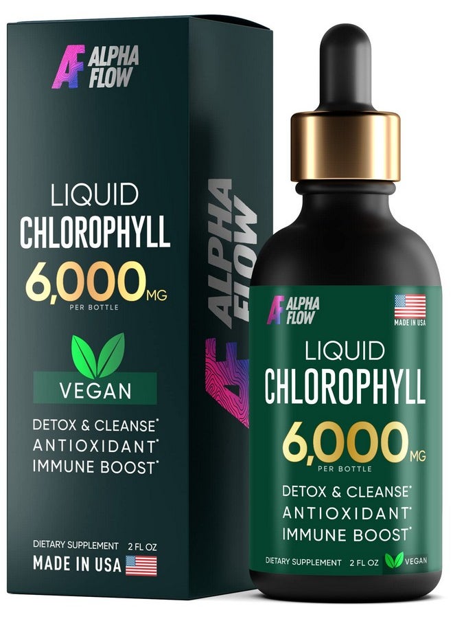 ALPHA FLOW Chlorophyll Liquid Drops 6000 Mg Premium Liquid Chlorophyll Organic Energy Supplements Pure Green Antioxidant For Immune System Energy Levels Digestion & Skin Nongmo Vegan  - Image 2