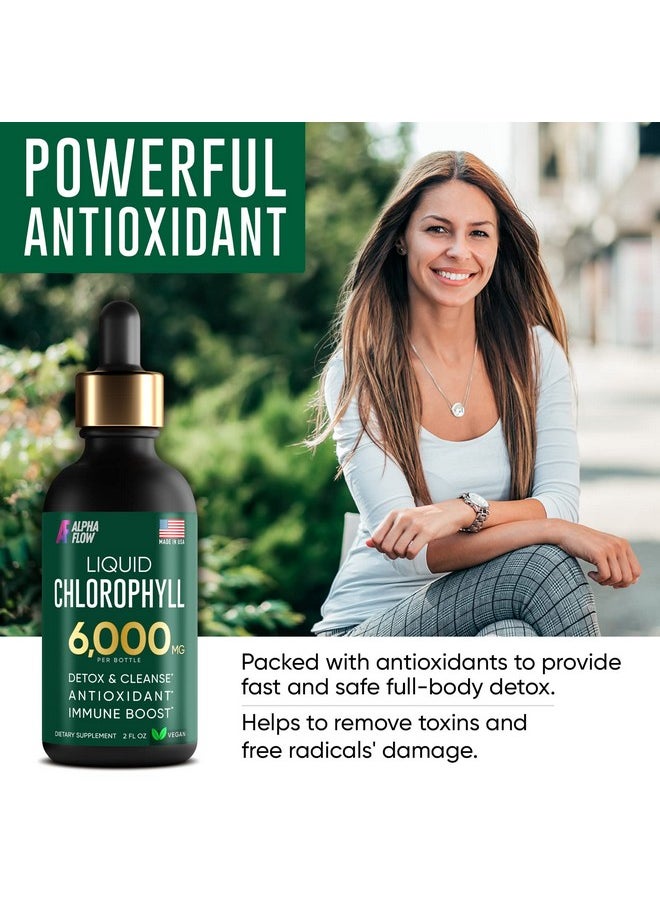 ALPHA FLOW Chlorophyll Liquid Drops 6000 Mg Premium Liquid Chlorophyll Organic Energy Supplements Pure Green Antioxidant For Immune System Energy Levels Digestion & Skin Nongmo Vegan  - Image 5