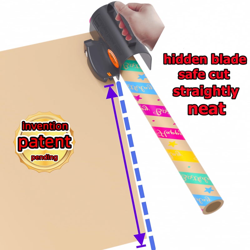 PERFYCUT Wrapping Paper Cutter with 3 Replaceable Blade Sets for Birthday Paper Gift Wrapping Paper Roll Cutter and Christmas Wrapping Paper Cutter Tool Tube Holder Slidding Slicing. - Image 4