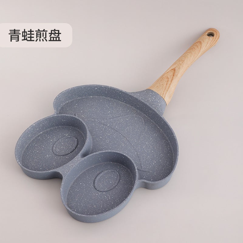 Egg Frying Pan Aluminum Maifan Stone Non-Stick Four-Hole Egg Frying Pan Household Flat Bottom Steak Omelette Hamburger Breakfast Pan - Image 1