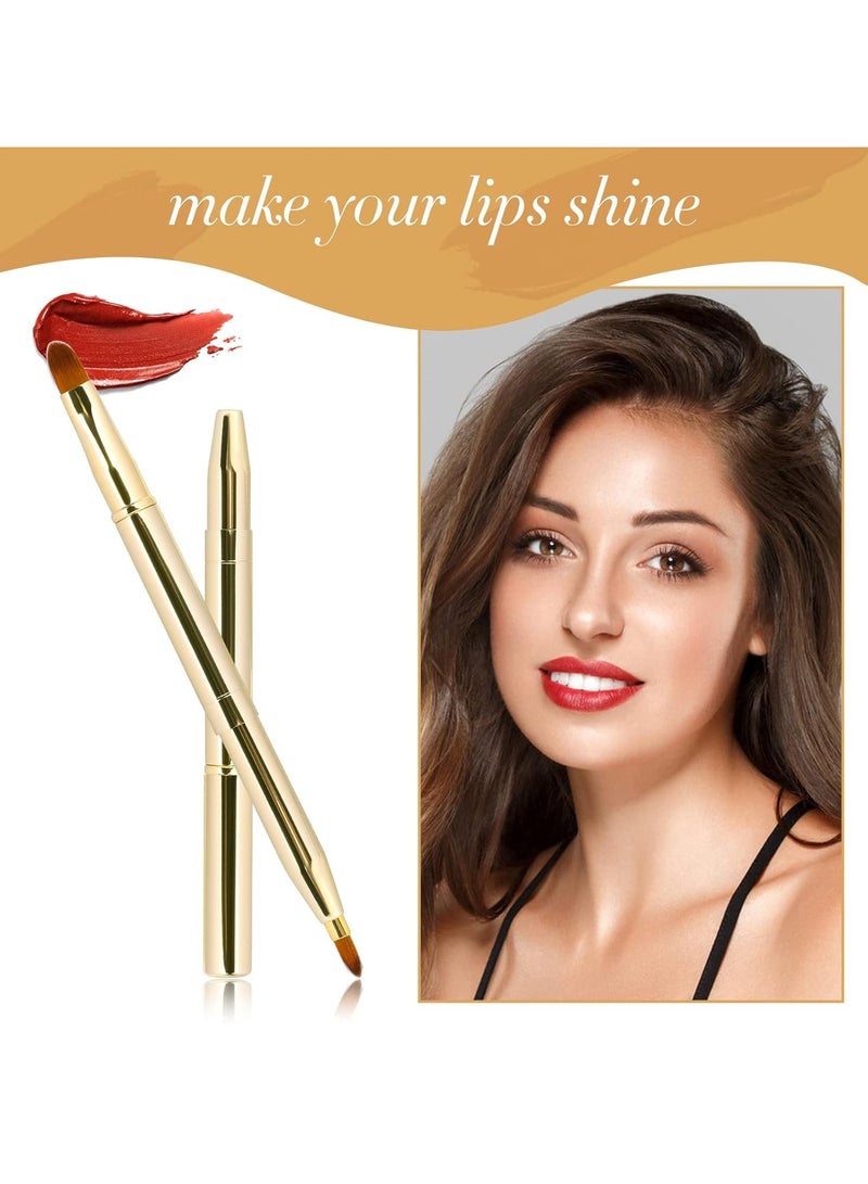 Goolsky 1Pc Retractable Lip Brush with Double Head and Cover Concealer Makeup Brush Lipstick Brush Lip Brush Makeup Tool Compact and Portable - Image 1