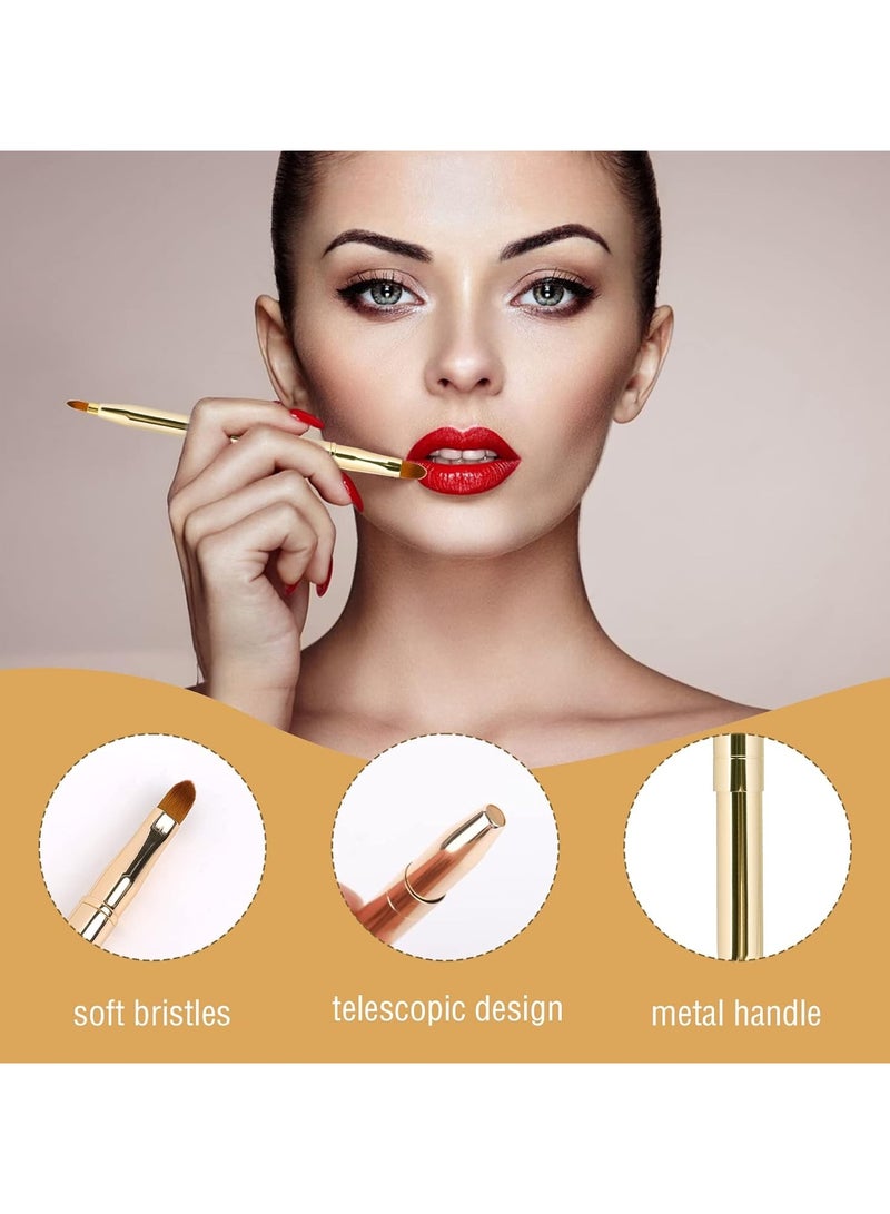 Goolsky 1Pc Retractable Lip Brush with Double Head and Cover Concealer Makeup Brush Lipstick Brush Lip Brush Makeup Tool Compact and Portable - Image 4