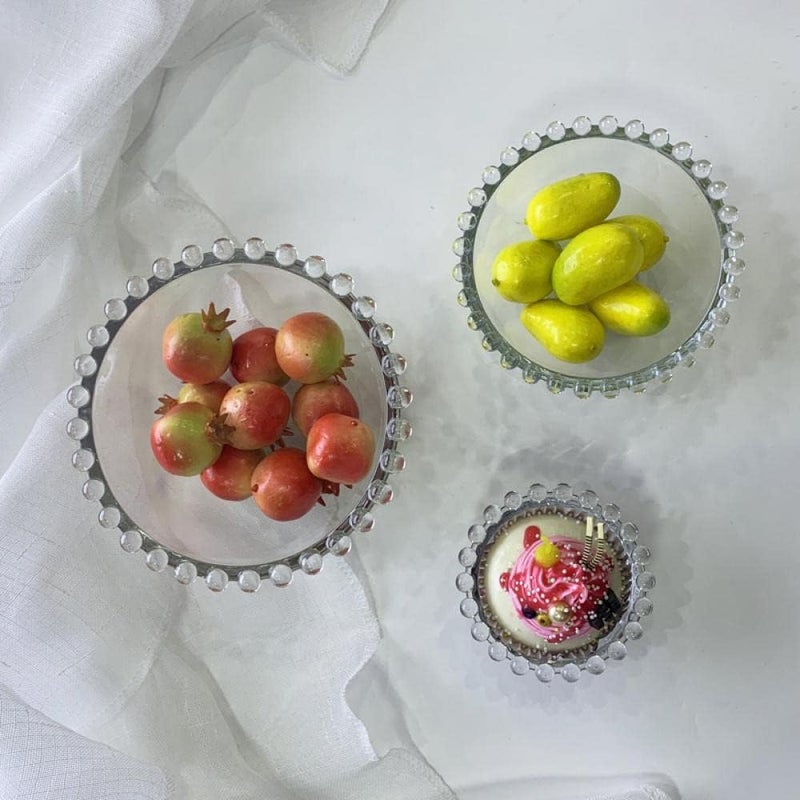 Sizikato 2pcs Clear Glass Dessert Bowl with Beaded Edges 58Inch Fruit Bowl Salad Bowl - Image 2