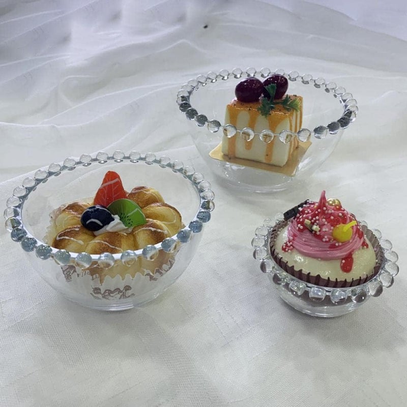 Sizikato 2pcs Clear Glass Dessert Bowl with Beaded Edges 58Inch Fruit Bowl Salad Bowl - Image 4