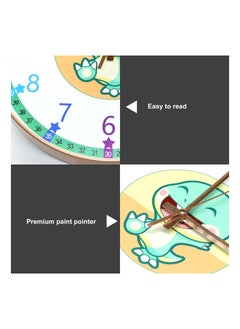 KASTWAVE Learning Clock for Kids, Telling Time Teaching Clock, Kids Room Wall Clocks, Silent Non Ticking Learn to Tell Time Clock, Colorful Wall Clock for Kids Room, Bedrooms, Playroom, School (Dinosaur)  - Image 5