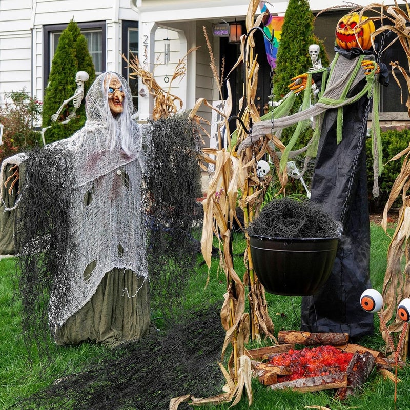 Giegxin Halloween Spanish Moss 41 Succulents Faux Moss Artificial Succulent Plants Fake Vines Hanging Plants Swamp Decoration Potted Artificial Hanging Garland (Black,6 Pack) - Image 3