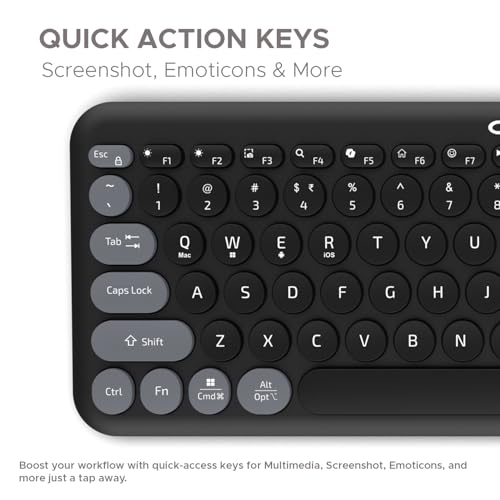 Amkette لوحة مفاتيح لاسلكية قابلة لإعادة الشحن Amkette Optimus XL Plus / لوحة مفاتيح بلوتوث للكمبيوتر، تصميم مدمج. برنامج قوي. 2.4G+3xBT، تبديل الأجهزة بنقرة واحدة والوصول الذكي، تخطيط مزدوج لنظام التشغيل (أسود) - Image 4